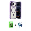 MARSİLYAN™- iPhone 17 Pro Kılıf Nova Işık Özel Seri - Siyah 3D Antistatik Cam Ekran Koruyucu + Raze Metal Kamera Lens - GI