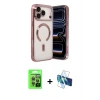 MARSİLYAN™- iPhone 17 Pro Kılıf Nova Işık Özel Seri - Siyah 3D Antistatik Cam Ekran Koruyucu + Raze Metal Kamera Lens - GI