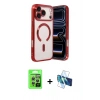 MARSİLYAN™- iPhone 17 Pro Kılıf Nova Işık Özel Seri - Siyah 3D Antistatik Cam Ekran Koruyucu + Gümüş Raze Metal Kamera Lens