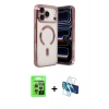 MARSİLYAN™- iPhone 17 Pro Kılıf Nova Işık Özel Seri - Siyah 3D Antistatik Cam Ekran Koruyucu + Raze Metal Kamera Lens - GS