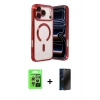 MARSİLYAN™- iPhone 17 Pro Kılıf Nova Işık Özel Seri - Siyah 3D Antistatik Hayalet Cam Ekran Koruyucu + Raze Metal Kamera Lens - GS