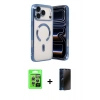 MARSİLYAN™- iPhone 17 Pro Kılıf Nova Işık Özel Seri - Siyah 3D Antistatik Hayalet Cam Ekran Koruyucu + Raze Metal Kamera Lens - GS
