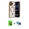 MARSİLYAN™- iPhone 17 Pro Kılıf Nova Işık Özel Seri - Siyah 3D Antistatik Seramik Nano Ekran Koruyucu + Raze Metal Kamera Lens - TU