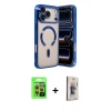 MARSİLYAN™- iPhone 17 Pro Kılıf Nova Işık Özel Seri - Siyah Bilvis 3D Cam Ekran Koruyucu + Turuncu Raze Metal Kamera Lens