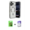 MARSİLYAN™- iPhone 17 Pro Kılıf Nova Işık Özel Seri - Siyah Bilvis 5in1 3D Magic Cam Ekran Koruyucu + Raze Metal Kamera Lens - TU