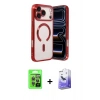 MARSİLYAN™- iPhone 17 Pro Kılıf Nova Işık Özel Seri - Siyah Bilvis 5in1 5D Magic Hayalet Cam Ekran Koruyucu + Raze Metal Kamera Lens - GI
