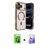 MARSİLYAN™- iPhone 17 Pro Kılıf Nova Işık Özel Seri - Siyah Bilvis 5in1 5D Magic Hayalet Cam Ekran Koruyucu + Raze Metal Kamera Lens - TU