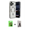 MARSİLYAN™- iPhone 17 Pro Kılıf Nova Işık Özel Seri - Siyah Bilvis Hayalet Cam Ekran Koruyucu + Raze Metal Kamera Lens - TU