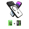 MARSİLYAN™- iPhone 17 Pro Kılıf Nova Yansıma Serisi - Siyah 360 Mat Full Body Arka Koruyucu + Gri Raze Metal Kamera Lens