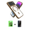 MARSİLYAN™- iPhone 17 Pro Kılıf Nova Yansıma Serisi - Siyah 3D Antistatik Hayalet Cam Ekran Koruyucu + Raze Metal Kamera Lens - GI