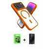 MARSİLYAN™- iPhone 17 Pro Kılıf Nova Yansıma Serisi - Siyah 3D Antistatik Hayalet Cam Ekran Koruyucu + Raze Metal Kamera Lens - GI