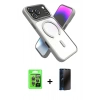 MARSİLYAN™- iPhone 17 Pro Kılıf Nova Yansıma Serisi - Siyah 3D Antistatik Hayalet Cam Ekran Koruyucu + Raze Metal Kamera Lens - GI