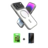 MARSİLYAN™- iPhone 17 Pro Kılıf Nova Yansıma Serisi - Siyah 3D Antistatik Hayalet Cam Ekran Koruyucu + Raze Metal Kamera Lens - TU