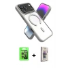 MARSİLYAN™- iPhone 17 Pro Kılıf Nova Yansıma Serisi - Siyah Bilvis 3D Cam Ekran Koruyucu + Raze Metal Kamera Lens - GI