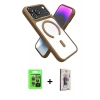 MARSİLYAN™- iPhone 17 Pro Kılıf Nova Yansıma Serisi - Siyah Bilvis 3D Cam Ekran Koruyucu + Raze Metal Kamera Lens - GI