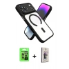 MARSİLYAN™- iPhone 17 Pro Kılıf Nova Yansıma Serisi - Siyah Bilvis 3D Cam Ekran Koruyucu + Raze Metal Kamera Lens - GI