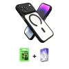 MARSİLYAN™- iPhone 17 Pro Kılıf Nova Yansıma Serisi - Siyah Bilvis 5in1 3D Magic Cam Ekran Koruyucu + Raze Metal Kamera Lens - GI