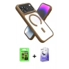 MARSİLYAN™- iPhone 17 Pro Kılıf Nova Yansıma Serisi - Siyah Bilvis 5in1 5D Magic Hayalet Cam Ekran Koruyucu + Raze Metal Kamera Lens - TU