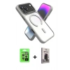 MARSİLYAN™- iPhone 17 Pro Kılıf Nova Yansıma Serisi - Siyah Bilvis Hayalet Cam Ekran Koruyucu + Raze Metal Kamera Lens - GS
