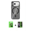 MARSİLYAN™- iPhone 17 Pro Kılıf Pusula Form Özel Seri - Siyah 360 Mat Full Body Arka Koruyucu + Raze Metal Kamera Lens - GS