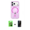MARSİLYAN™- iPhone 17 Pro Kılıf Pusula Form Özel Seri - Siyah 3D Antistatik Hayalet Cam Ekran Koruyucu + Raze Metal Kamera Lens - GS