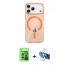 MARSİLYAN™- iPhone 17 Pro Kılıf Pusula Form Özel Seri - Siyah 3D Antistatik Seramik Nano Ekran Koruyucu + Raze Metal Kamera Lens - GS