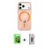 MARSİLYAN™- iPhone 17 Pro Kılıf Pusula Form Özel Seri - Siyah Bilvis 3D Cam Ekran Koruyucu + Raze Metal Kamera Lens - TU
