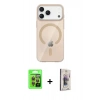 MARSİLYAN™- iPhone 17 Pro Kılıf Pusula Form Özel Seri - Siyah Bilvis 3D Cam Ekran Koruyucu + Raze Metal Kamera Lens - TU