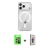 MARSİLYAN™- iPhone 17 Pro Kılıf Pusula Form Özel Seri - Siyah Bilvis 3D Cam Ekran Koruyucu + Raze Metal Kamera Lens - GI