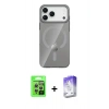 MARSİLYAN™- iPhone 17 Pro Kılıf Pusula Form Özel Seri - Siyah Bilvis 5in1 3D Magic Cam Ekran Koruyucu + Raze Metal Kamera Lens - GS