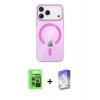 MARSİLYAN™- iPhone 17 Pro Kılıf Pusula Form Özel Seri - Siyah Bilvis 5in1 3D Magic Cam Ekran Koruyucu + Raze Metal Kamera Lens - GI