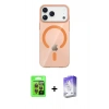 MARSİLYAN™- iPhone 17 Pro Kılıf Pusula Form Özel Seri - Siyah Bilvis 5in1 3D Magic Cam Ekran Koruyucu + Raze Metal Kamera Lens - TU