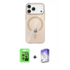 MARSİLYAN™- iPhone 17 Pro Kılıf Pusula Form Özel Seri - Siyah Bilvis 5in1 3D Magic Cam Ekran Koruyucu + Raze Metal Kamera Lens - GI