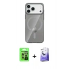 MARSİLYAN™- iPhone 17 Pro Kılıf Pusula Form Özel Seri - Siyah Bilvis 5in1 5D Magic Hayalet Cam Ekran Koruyucu + Raze Metal Kamera Lens - GI