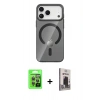 MARSİLYAN™- iPhone 17 Pro Kılıf Pusula Form Özel Seri - Siyah Bilvis Hayalet Cam Ekran Koruyucu + Raze Metal Kamera Lens - GI
