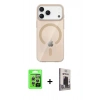 MARSİLYAN™- iPhone 17 Pro Kılıf Pusula Form Özel Seri - Siyah Bilvis Hayalet Cam Ekran Koruyucu + Raze Metal Kamera Lens - GS
