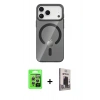MARSİLYAN™- iPhone 17 Pro Kılıf Pusula Form Özel Seri - Siyah Bilvis Hayalet Cam Ekran Koruyucu + Raze Metal Kamera Lens - GS