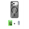 MARSİLYAN™- iPhone 17 Pro Kılıf Pusula Form Özel Seri - Siyah Joko Magic 5D Cam + Gri Raze Metal Kamera Lens