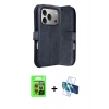 MARSİLYAN™- iPhone 17 Pro Kılıf Siluet Işık Serisi - Siyah 3D Antistatik Cam Ekran Koruyucu + Raze Metal Kamera Lens - TU