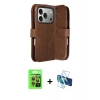MARSİLYAN™- iPhone 17 Pro Kılıf Siluet Işık Serisi - Siyah 3D Antistatik Cam Ekran Koruyucu + Raze Metal Kamera Lens - TU
