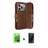 MARSİLYAN™- iPhone 17 Pro Kılıf Siluet Işık Serisi - Siyah 3D Antistatik Hayalet Cam Ekran Koruyucu + Raze Metal Kamera Lens - TU
