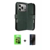 MARSİLYAN™- iPhone 17 Pro Kılıf Siluet Işık Serisi - Siyah 3D Antistatik Hayalet Cam Ekran Koruyucu + Raze Metal Kamera Lens - TU