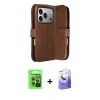 MARSİLYAN™- iPhone 17 Pro Kılıf Siluet Işık Serisi - Siyah Bilvis 5in1 5D Magic Hayalet Cam Ekran Koruyucu + Raze Metal Kamera Lens - GI