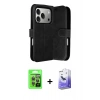 MARSİLYAN™- iPhone 17 Pro Kılıf Siluet Işık Serisi - Siyah Bilvis 5in1 5D Magic Hayalet Cam Ekran Koruyucu + Raze Metal Kamera Lens - GI