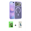 MARSİLYAN™- iPhone 17 Pro Kılıf Siluet Minimal Prime - Şeffaf Pasifik Cam Ekran Koruyucu + Gümüş Raze Metal Kamera Lens