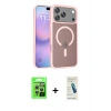 MARSİLYAN™- iPhone 17 Pro Kılıf Siluet Minimal Prime - Şeffaf Pasifik Cam Ekran Koruyucu + Gümüş Raze Metal Kamera Lens