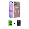 MARSİLYAN™- iPhone 17 Pro Kılıf Siluet Minimal Prime - Siyah 3D Antistatik Hayalet Cam Ekran Koruyucu + Raze Metal Kamera Lens - TU