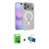 MARSİLYAN™- iPhone 17 Pro Kılıf Siluet Minimal Prime - Siyah 3D Antistatik Seramik Nano Ekran Koruyucu + Raze Metal Kamera Lens - GS