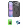MARSİLYAN™- iPhone 17 Pro Kılıf Siluet Minimal Prime - Siyah 3D Antistatik Seramik Nano Ekran Koruyucu + Raze Metal Kamera Lens - TU