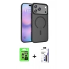 MARSİLYAN™- iPhone 17 Pro Kılıf Siluet Minimal Prime - Siyah Bilvis 3X AR Hayalet Cam Ekran Koruyucu + Raze Metal Kamera Lens - GS